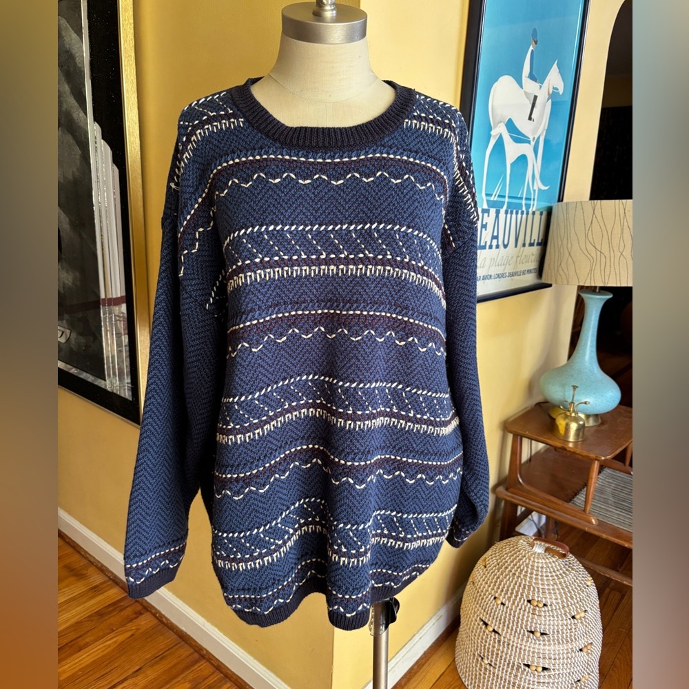 vintage 80’s blue striped dress barn woman sweater